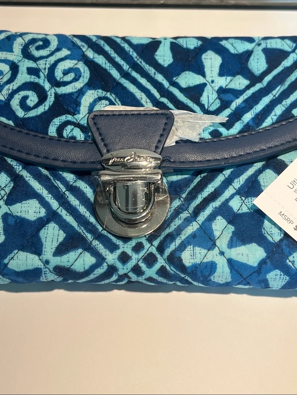 Vera Bradley Blue Patterned Wristlet Clutch with Teal Accents